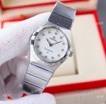 Swiss Quartz Omega Replica Watches Double Eagle 27mm Watches Steel White Dial